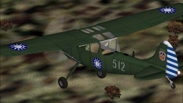 Screenshot 1 — FS 2002/2004 O-1E Bird Dog in the livery of 1st Fighter Wing, ROC (Taiwan) Air Force