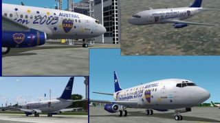 Screenshot 1 — FlightFX/SGAir Boeing 737-200 Aerolineas Argentinas, CABJ Pentacampeon 2003 Special Colors
