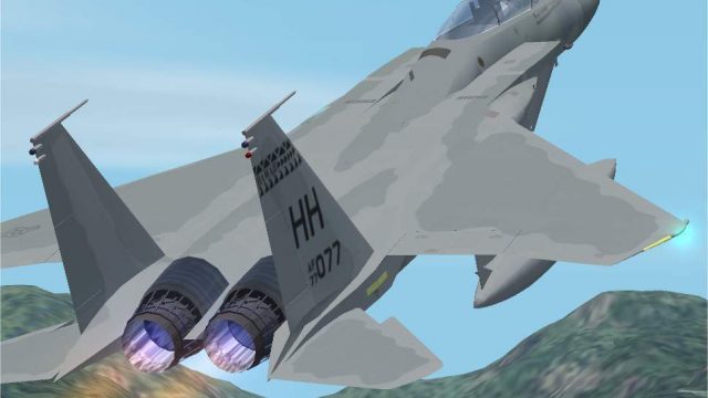 Screenshot 1 — FS2002/2004 USAF F-15 Eagle of the 199th FS, 154th FW, Hawaii ANG at Hickam AFB, Honolulu