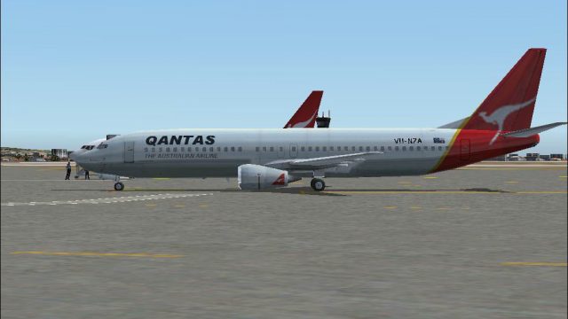 Screenshot 1 — Qantas default Boeing 737-400 High Quality replacement textures
