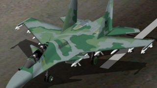 Screenshot 1 — FS2004/2002 Sukhoi Su-35 in 3º/2º Air Unit (PV) colors of Brazilian Air Force (FAB)