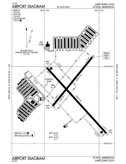 21D airport diagram — runways, taxiways and ramp layout