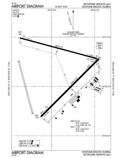 42J airport diagram — runways, taxiways and ramp layout