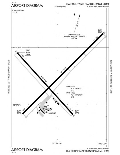 E06 airport diagram — runways, taxiways and ramp layout
