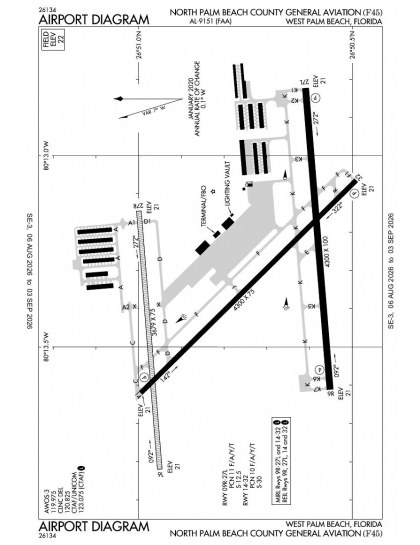 F45 airport diagram — runways, taxiways and ramp layout