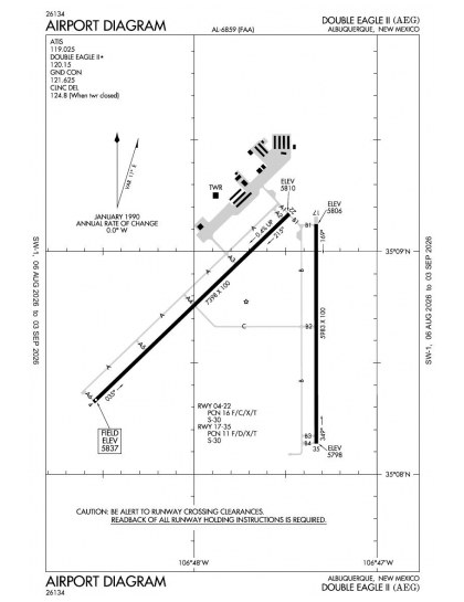 KAEG airport diagram — runways, taxiways and ramp layout