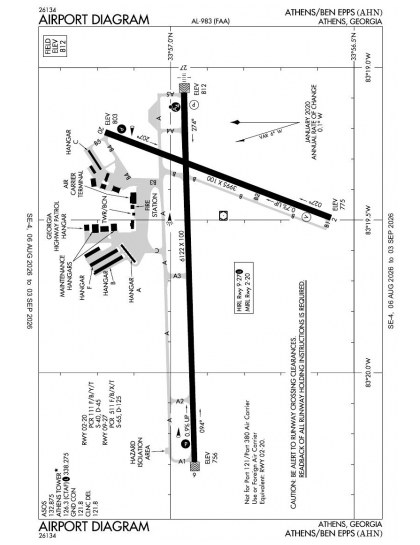 KAHN airport diagram — runways, taxiways and ramp layout