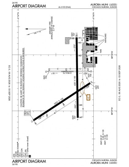 KARR airport diagram — runways, taxiways and ramp layout
