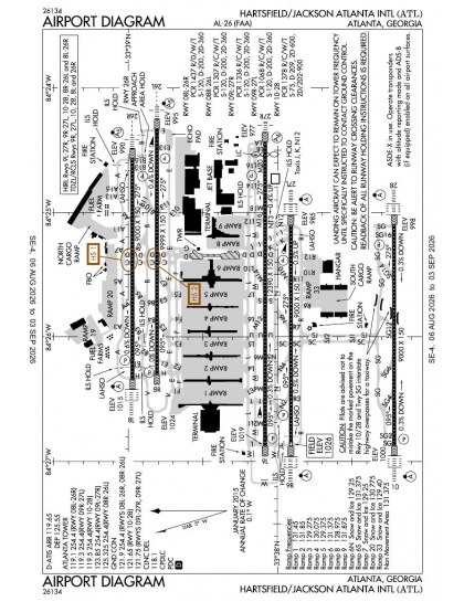 KATL airport diagram — runways, taxiways and ramp layout