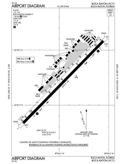 KBCT airport diagram — runways, taxiways and ramp layout
