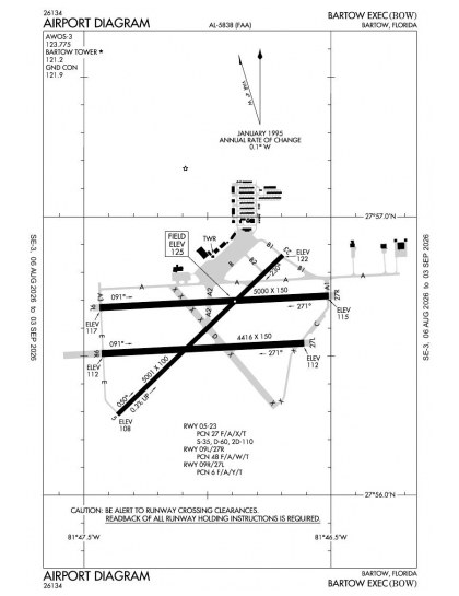 KBOW airport diagram — runways, taxiways and ramp layout