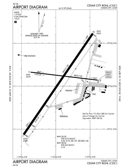 KCDC airport diagram — runways, taxiways and ramp layout