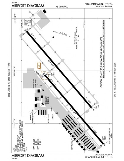 KCHD airport diagram — runways, taxiways and ramp layout