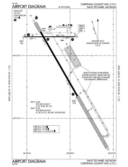 KCIU airport diagram — runways, taxiways and ramp layout