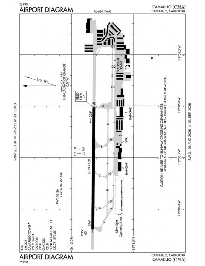 KCMA airport diagram — runways, taxiways and ramp layout