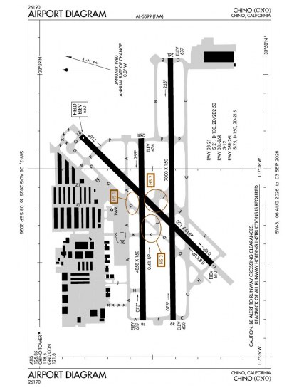 KCNO airport diagram — runways, taxiways and ramp layout