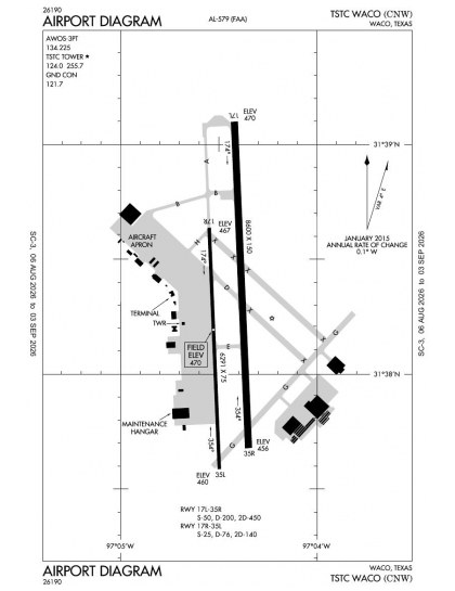 KCNW airport diagram — runways, taxiways and ramp layout