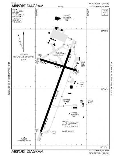 KCOF airport diagram — runways, taxiways and ramp layout