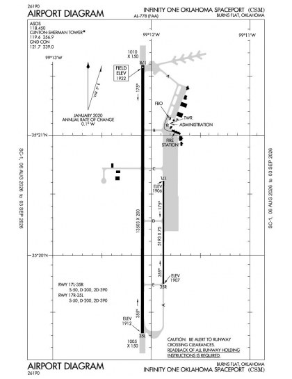 KCSM airport diagram — runways, taxiways and ramp layout
