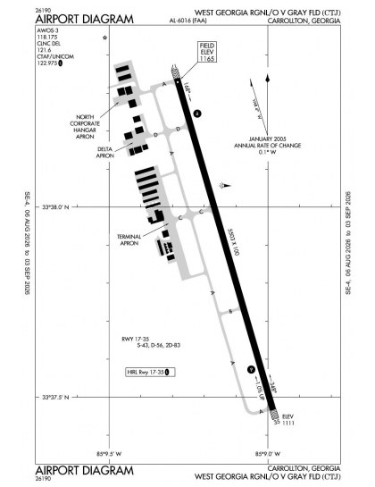 KCTJ airport diagram — runways, taxiways and ramp layout