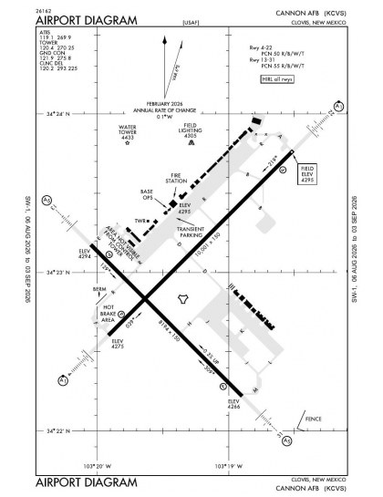 KCVS airport diagram — runways, taxiways and ramp layout