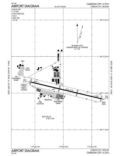 KCXP airport diagram — runways, taxiways and ramp layout