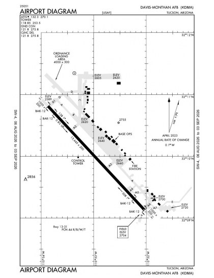 KDMA airport diagram — runways, taxiways and ramp layout