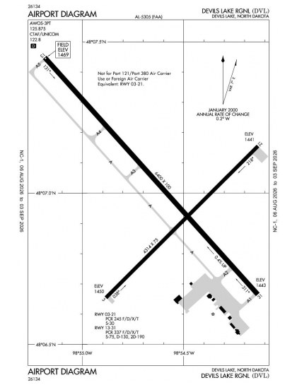 KDVL airport diagram — runways, taxiways and ramp layout