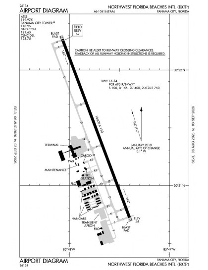 KECP airport diagram — runways, taxiways and ramp layout