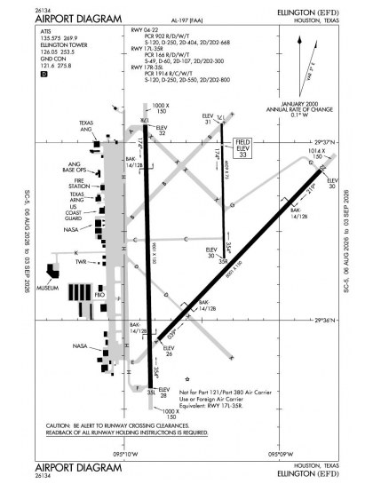 KEFD airport diagram — runways, taxiways and ramp layout