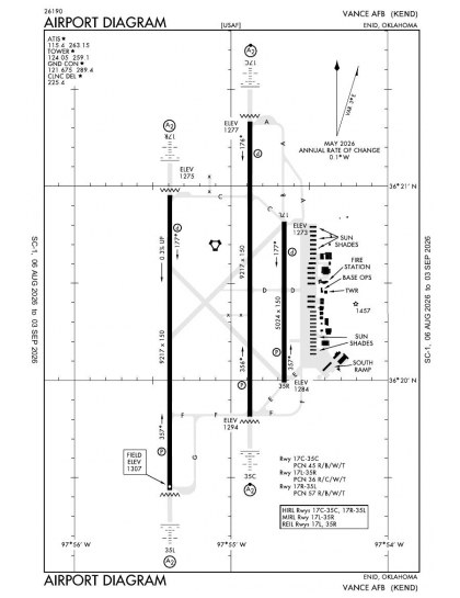 KEND airport diagram — runways, taxiways and ramp layout