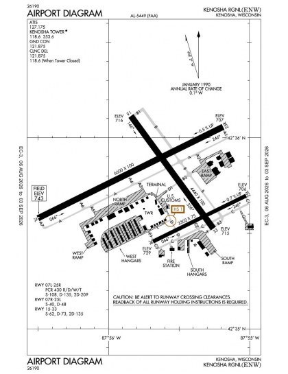KENW airport diagram — runways, taxiways and ramp layout