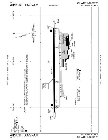 KEYW airport diagram — runways, taxiways and ramp layout