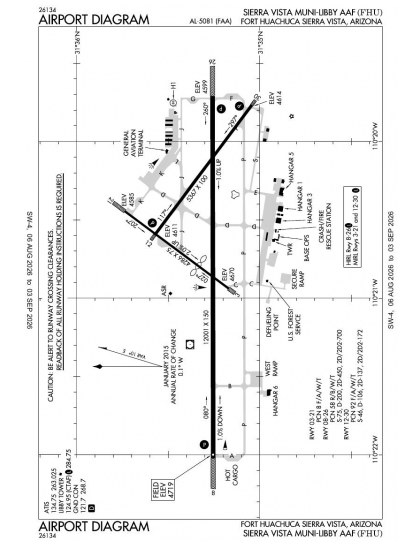 KFHU airport diagram — runways, taxiways and ramp layout