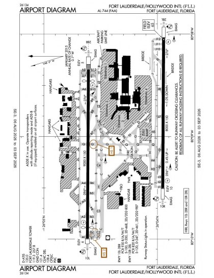 KFLL airport diagram — runways, taxiways and ramp layout