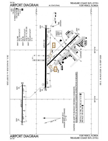 KFPR airport diagram — runways, taxiways and ramp layout