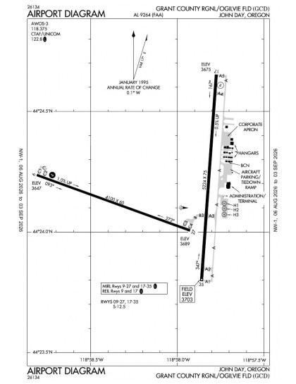 KGCD airport diagram — runways, taxiways and ramp layout