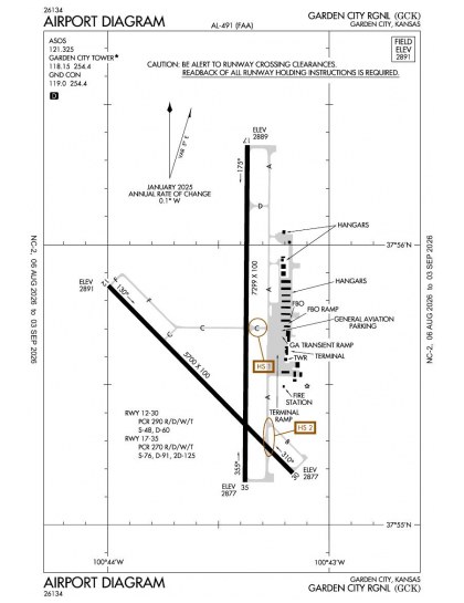 KGCK airport diagram — runways, taxiways and ramp layout