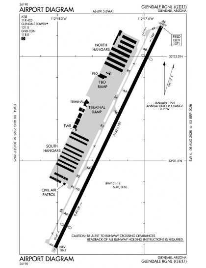 KGEU airport diagram — runways, taxiways and ramp layout