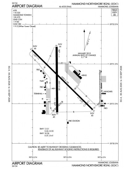 KHDC airport diagram — runways, taxiways and ramp layout