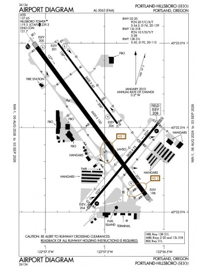 KHIO airport diagram — runways, taxiways and ramp layout