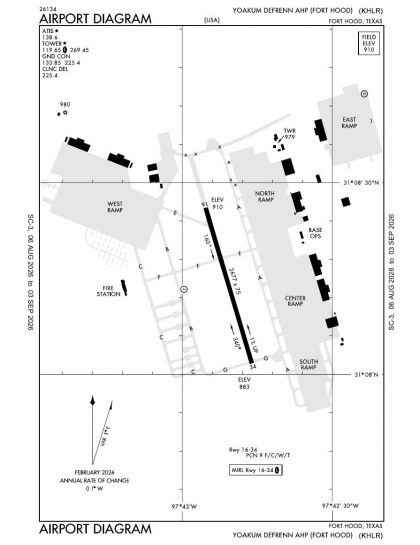 KHLR airport diagram — runways, taxiways and ramp layout