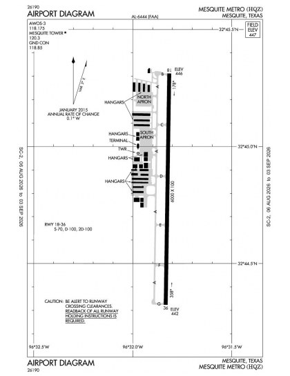 KHQZ airport diagram — runways, taxiways and ramp layout