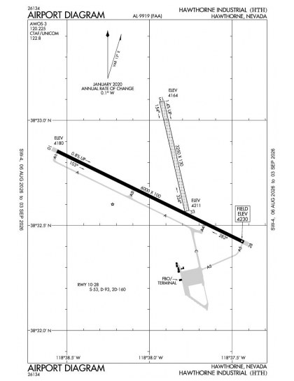 KHTH airport diagram — runways, taxiways and ramp layout