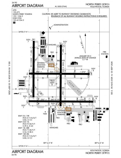 KHWO airport diagram — runways, taxiways and ramp layout