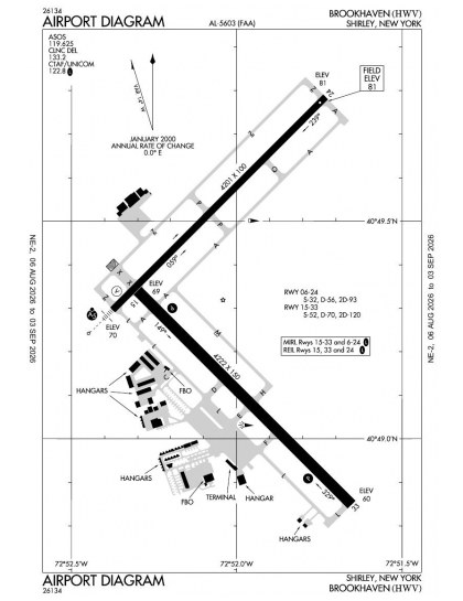 KHWV airport diagram — runways, taxiways and ramp layout