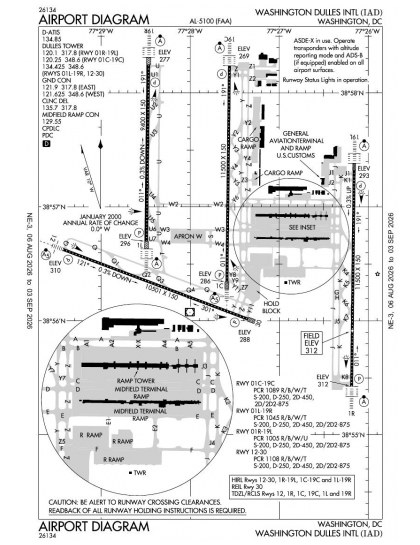 KIAD airport diagram — runways, taxiways and ramp layout