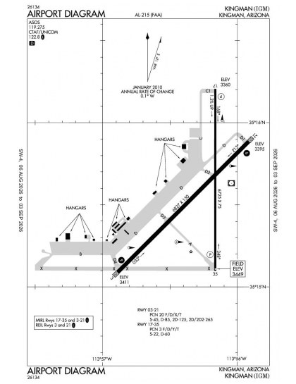 KIGM airport diagram — runways, taxiways and ramp layout