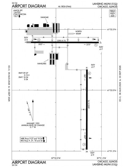 KIGQ airport diagram — runways, taxiways and ramp layout
