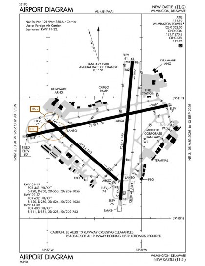 KILG airport diagram — runways, taxiways and ramp layout